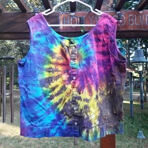Eddie Bauer Bright and Colorful Tie Dye Button Up Top / Vest - SIZE UNKNOWN